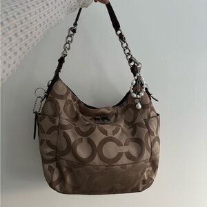 Coach Tan Signature Chain Shoulder Bag